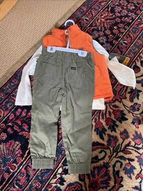 Lee Olive Green Jogger Pants with Orange Vest Accent